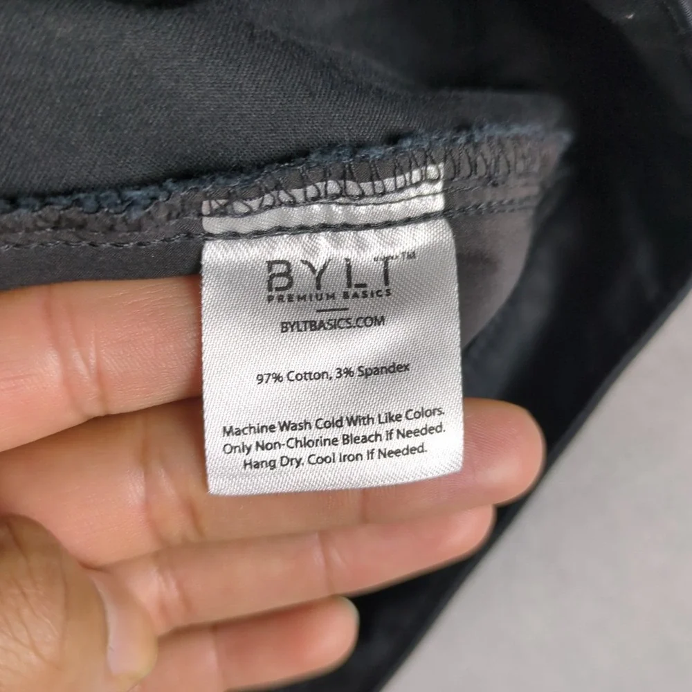BYLT Stretch Chino Pants Mens 36x25 (34x25) Black Casual Pant Utility Pocket